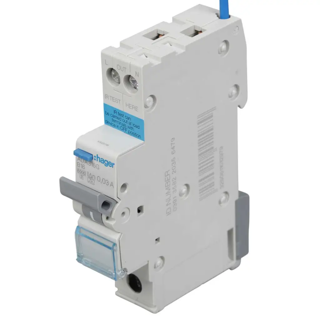Hager 16A, 30mA  Type A RCBO  