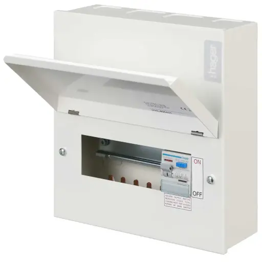 [VML406AH] Hager 6 Way 63A 30mA Type A RCD Incomer Metal Clad Consumer Unit
